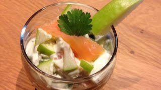 Verrine aperitive avocat saumon pomme  Recette apéro Healthy Meal [upl. by Dorrej717]