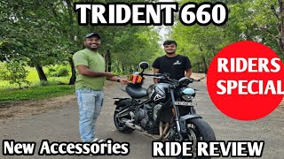 TRIDENT 660 MALAYALAM REVIEW  TRIDENT 660 USER REVIEW  TRIDENT 660 RIDE REVIEW  NEW ACCESSORIES [upl. by Zacks335]