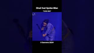 GHALI CANTA CON SPIDERMAN a SANREMO 2024 💐😂 [upl. by Haeckel]