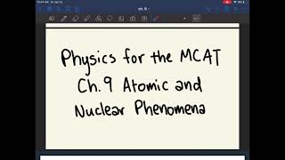 MCAT Physics Ch 9 Atomic and Nuclear Phenomena [upl. by Anitrebla]