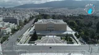 Center of Athens Greece Covid19 LockDown  Video Drone Footage [upl. by Secnirp]