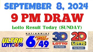 Lotto Result Today 9pm draw September 8 2024 658 649 Swertres Ez2 PCSO [upl. by Remot502]