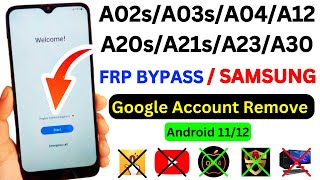 All Samsung A02sA03sA04A12A20sA21sA23A30 FRP BYPASS  2024 Google Account Unlock  WithoutPC [upl. by Adnawaj]