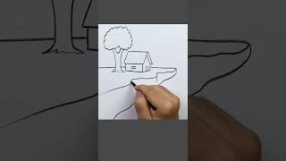 Kolay manzara çizimi drawing art sketch scenerydrawing howtodraw painting craft diy [upl. by Brunelle]