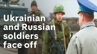 Ukrainian and Russian soldiers face off at Belbek  Channel 4 News [upl. by Enelyaj]