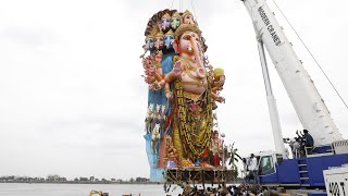 Indias Biggest Ganesh Nimajjanam  Khairatabad Ganesh Nimajjanam in Tank Bund  Hyderabad [upl. by Iddo]