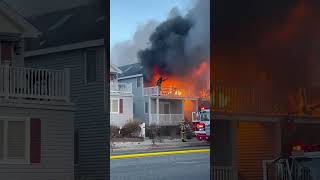 Firefighter narrowly escapes blaze on Jersey Shore deck [upl. by Icrad]