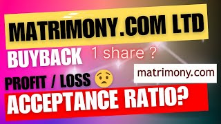 matrimonycom Ltd Buyback  Ongoing Buyback  1share  Latest Buyback News  Acceptance ratio [upl. by Martens219]