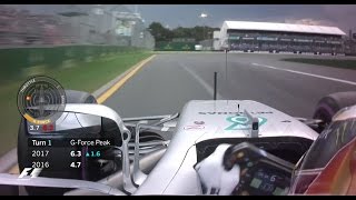 F1 2017 v 2016 GForce Comparison [upl. by Findlay290]