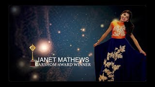 Janet Chethipuzha  Garshom International Awards  Young Talent Award 2017 [upl. by Laro558]