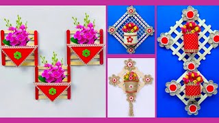 5 Amazing Wall Hanging Home Decor Craft Ideas Using Icecream sticks  Popsicle Stick crafts  DIY [upl. by Britt]