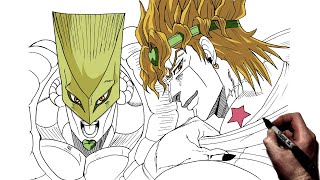 How to Draw Dio and The World  Step By Step  JoJos Bizarre Adventure [upl. by Esiole]