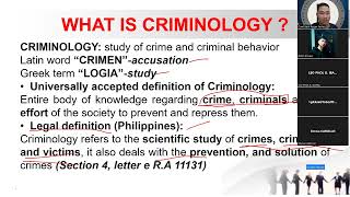 INTRODUCTION TO CRIMINOLOGY PART1NEW TOS [upl. by Aihseya]