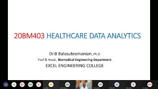 Health Care Data Analytics By Dr BBalasubramanian [upl. by Ricky296]