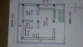 25 × 30 North face house plan map naksha details [upl. by Ranip]