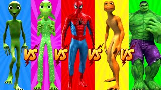 dance challenge dame tu cosita vs spiderman vs hulk vs me kemaste 👽 Alien Green dance challenge 👽 [upl. by Twila]