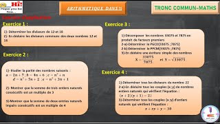 Tronc commun math  Exercices Corrigées  Arithmétique dans N [upl. by Asirehc31]