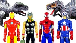 Go Spiderman Toy Iron Man Toy Captain America Toy Thor Toy Defeat Dinosaur Toys  LotsMoreToys [upl. by Mis327]