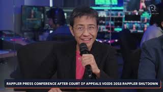 Rappler statement on the CA decision voiding the 2018 SEC shutdown  August 9 2024 [upl. by Ansela]