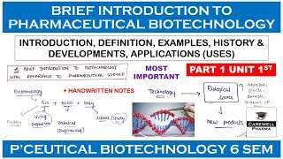 Brief Introduction to Biotechnology with reference to Pharmaceutical Science  L1 U1  PB 6 Sem [upl. by Hannavas]