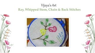 Beautiful Hand Embroidery Designs  Ray Whipped Stem Chain amp Back Stitches [upl. by Oneg]