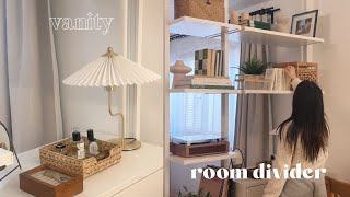 Ikea room divider amp vanity  How to style open shelves [upl. by Ronaele197]