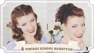 6 Easy Vintage 1950s Back To School Hairstyles CC [upl. by Lanti]