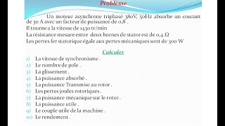 Moteur asynchrone Exercice et Correction N°2 [upl. by Latreese]