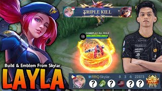 LAYLA ONE HIT NEW BUILD amp EMBLEM  LAYLA DAMAGE BUILD 2024 MYTHICAL IMMORTAL  MLBB [upl. by Grounds]