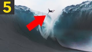 Top 5 INSANE SURFING WIPEOUTS [upl. by Lebatsirc]