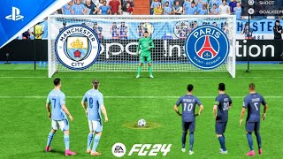 FC 24  Man City VS PSG  Ronaldo Haaland VS Messi Neymar Mbappe  Penalty Shootout  PS4  HD [upl. by Samuele]