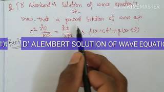 D Alemberts Solution Of Wave Equation  DAlembert Solution For Wave Equation [upl. by Ydroj]