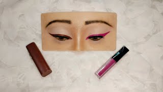 winged eyeliner tutorial  lipstick se eyeliner kaise lagaye [upl. by Felton]