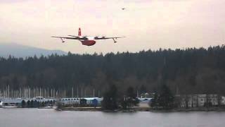 Martin Mars waterbomber demonstrates in Vancouver Harbour Jan 2008 [upl. by Adnopoz825]