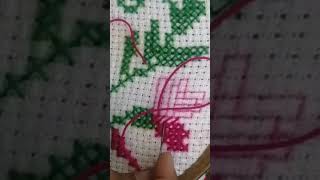 Cross Stitch Embroidery on Bed Sheet Embroidered Pillow Embroidery for beginners sahandembroidery [upl. by Nicky371]