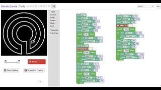 STEM Coding and Games  Blockly Games  Turtle  Level 610  Labyrinth drawing [upl. by Easter]