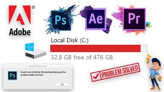 C Drive Full Problem Solved for Adobe Users Photoshop Premiere Pro Aftereffects Scratch disk full [upl. by Orravan]