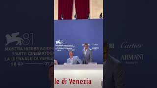 Brad Pitt and George Clooney Arrive at Venice Film Festival for ‘Wolfs’ Press Conference [upl. by Einaled]