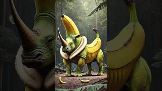 Rhinoceros and Banana Mutation 🍌🍊🧬🦸short animalfusion dinosaur hybrid ytshorts animals art [upl. by Bopp]