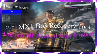 BO3 MXT ALL CLIENT MOD MENU FREE DOWNLOAD CAMOS UNLIMITED LIQUIDS UNLOCK ALL AND MORE ZM amp MP [upl. by Yxor442]