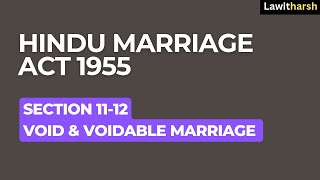 Hindu Marriage Act 1955 I Section 1112 I Void Marriages I Voidable Marriages I Judiciary I PCSJ [upl. by Matthaus111]