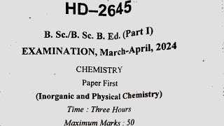 Bsc 1st Year Chemistry 1st Paper 2024 Durg University 2024 Bsc Paper 2024 inorganic and physical [upl. by Goddart]