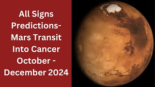 All Signs Predictions Mars Transit Into Cancer October  December 2024 In Vedic Sidereal Astrology [upl. by Festatus]