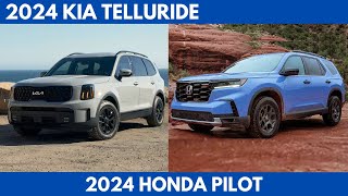 New 2024 Kia Telluride Vs 2024 Honda Pilot a large family SUV Comparison [upl. by Schlenger921]