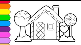 Draw a Beautiful Candy House Drawing Painting and Colouring For kids and toddlers [upl. by Arikal]