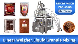 Retort Pouch Bag Automatic Chili Sauce Pickle Granule Liquid Mixing Packing Packaging Machine [upl. by Ruth]