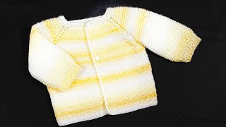 Basic knit baby cardigan sweater knit baby coat or jacket BEGINNER FRIENDLY 912M  more sizes [upl. by Mylor]