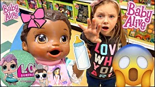 BABY ALIVE goes to TOYS R US The Lilly and Mommy Show The TOYTASTIC Sisters FUNNY SKIT [upl. by Oicapot]