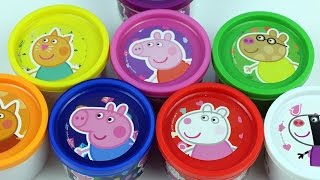 Peppa Pig Play Doh cans Surprise Eggs Doug Peppa Toys [upl. by Ellehsat]