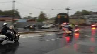 PHILADELPHIA HIGHWAY PATROL MOTORCYCLES ARRIVING FOR NYPD FUNERAL ON IN JAMAICA QUEENS NYC [upl. by Wilson]